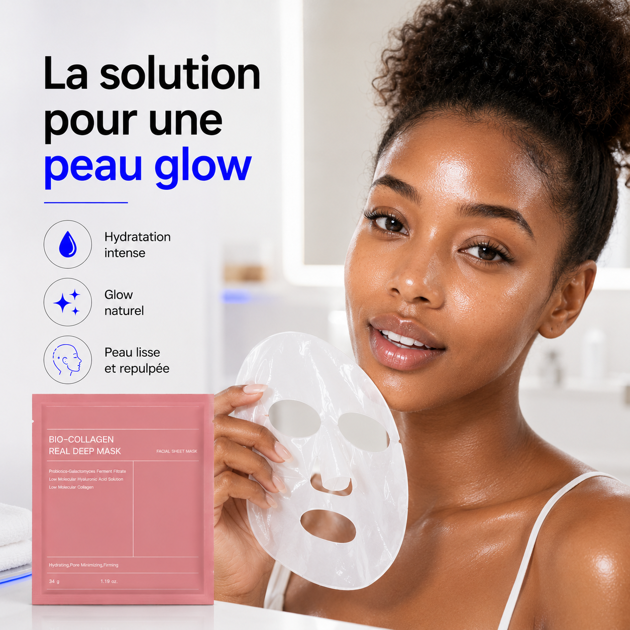 Masque Collagène Glow™ – pour une peau hydratée, lisse et lumineuse