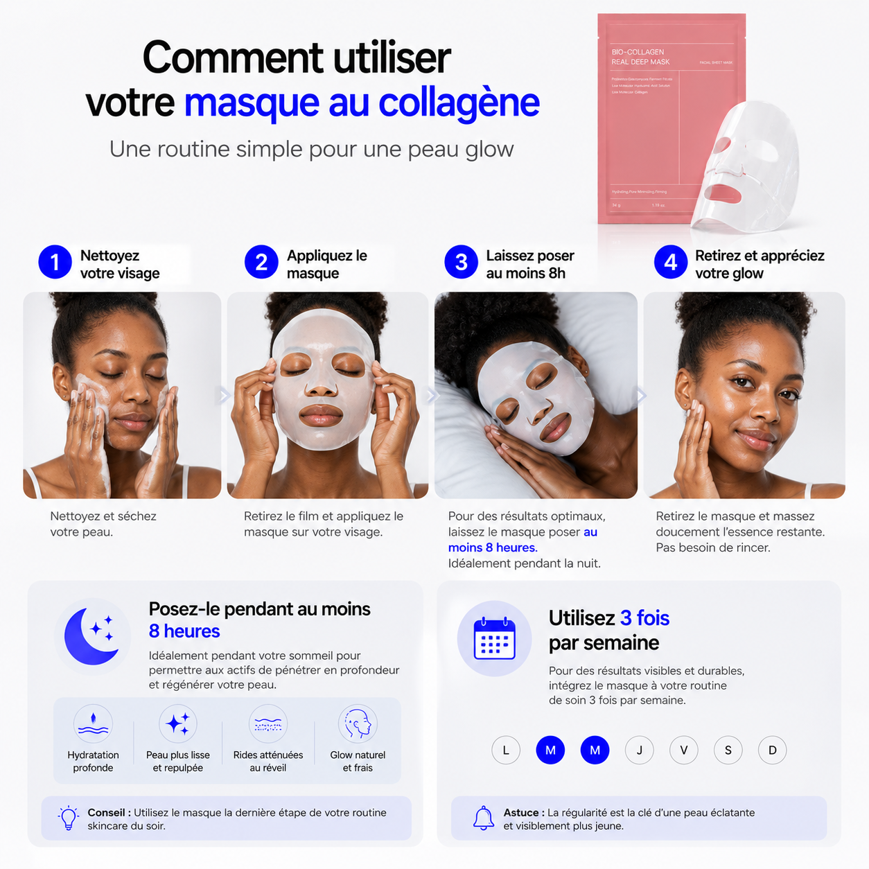 Masque Collagène Glow™ – pour une peau hydratée, lisse et lumineuse